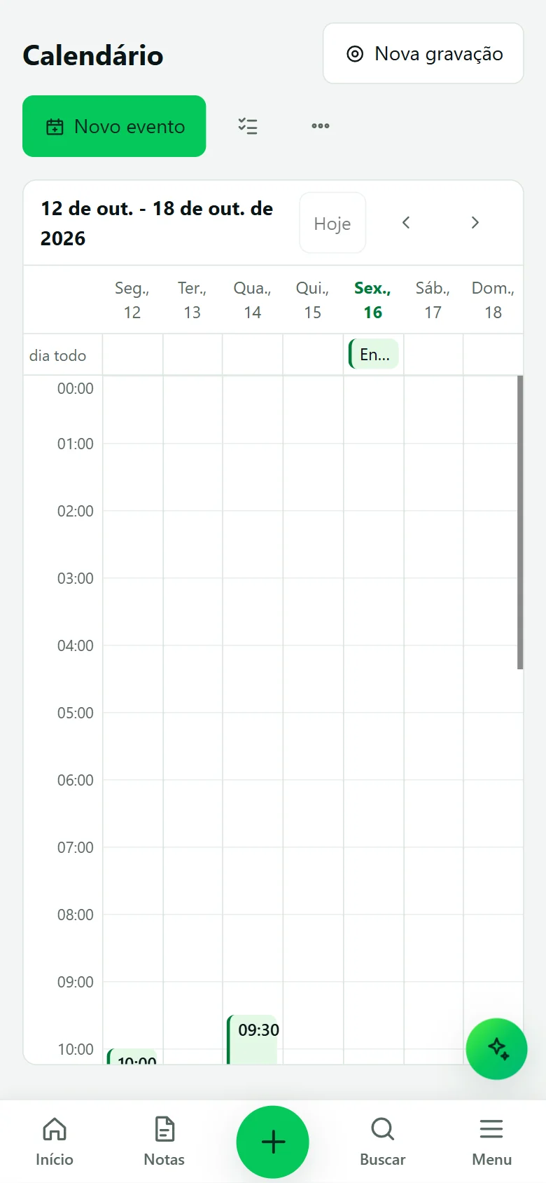 Agenda da semana no celular
